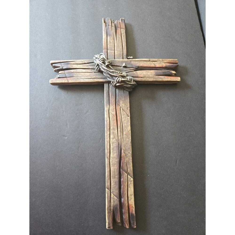 JESUS Barbed Wire Religious Lifelike Cross 20x12 weighted Wall Plaque Resin